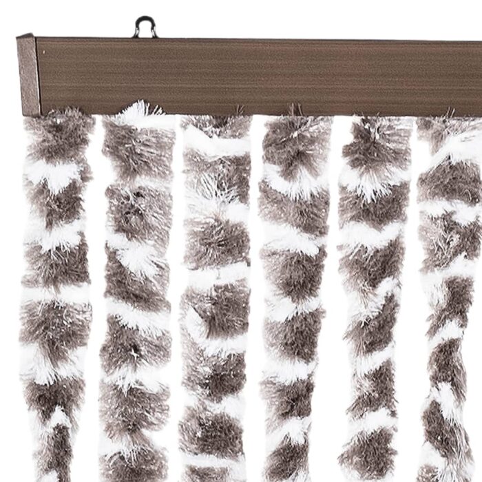 Rideau anti-mouches taupe et blanc 118x220 cm chenille – Image 2