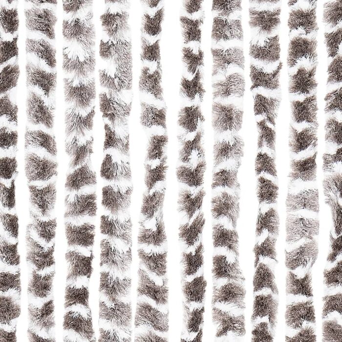 Rideau anti-mouches taupe et blanc 118x220 cm chenille – Image 3