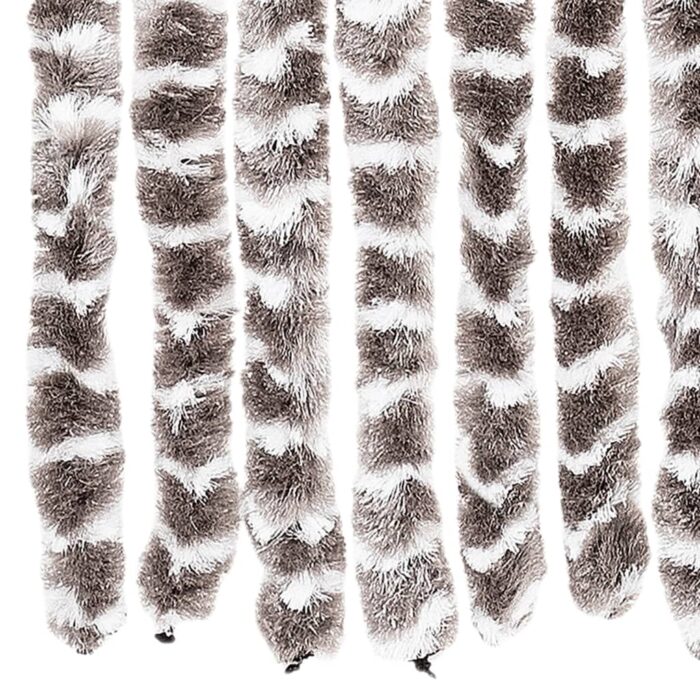 Rideau anti-mouches taupe et blanc 118x220 cm chenille – Image 4