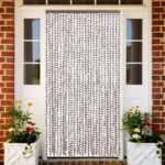 Rideau anti-mouches taupe et blanc 118x220 cm chenille