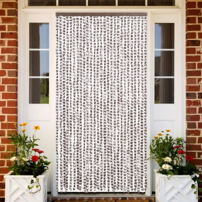 VXL8721012917491_m_en_hd_1.jpg Rideau anti-mouches taupe et blanc 118x220 cm chenille – Image 1