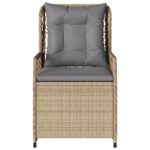 Chaises inclinables de jardin lot de 2 beige résine tressée – Image 3