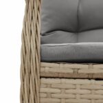 Chaises inclinables de jardin lot de 2 beige résine tressée – Image 7