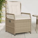 Chaises inclinables de jardin lot de 2 beige résine tressée