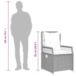 Chaises inclinables de jardin lot de2 gris clair résine tressée – Image 10
