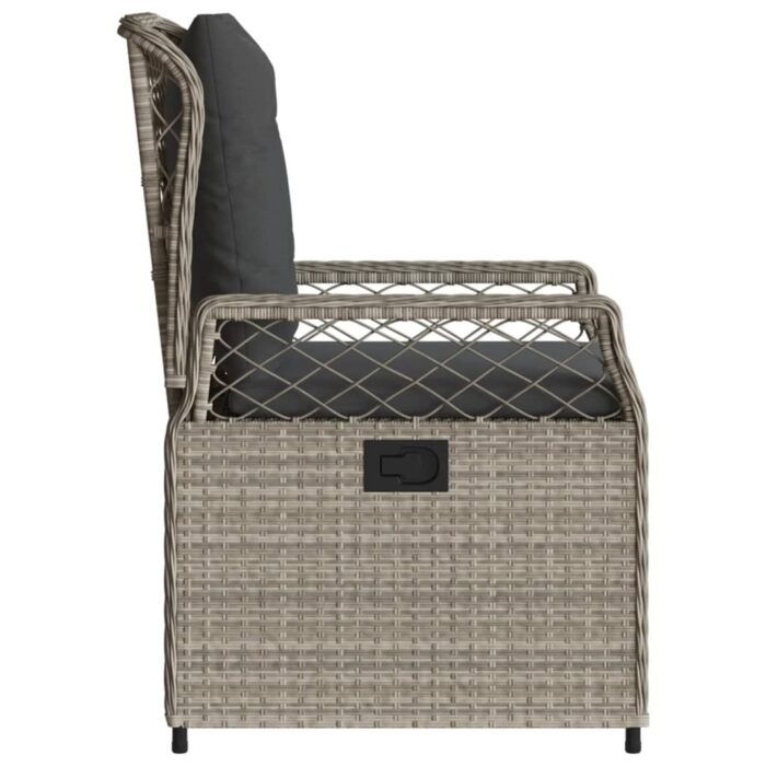 Chaises inclinables de jardin lot de2 gris clair résine tressée – Image 4