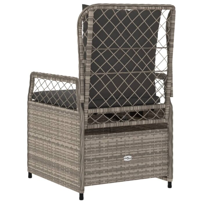 Chaises inclinables de jardin lot de2 gris clair résine tressée – Image 5