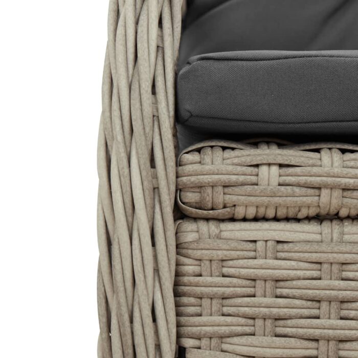 Chaises inclinables de jardin lot de2 gris clair résine tressée – Image 7