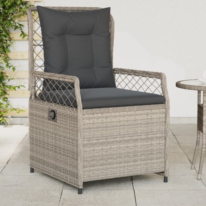 Chaises inclinables de jardin lot de2 gris clair résine tressée – Image 1