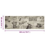 Tapis de cuisine lavable imprimé café gris 60x180 cm velours – Image 4