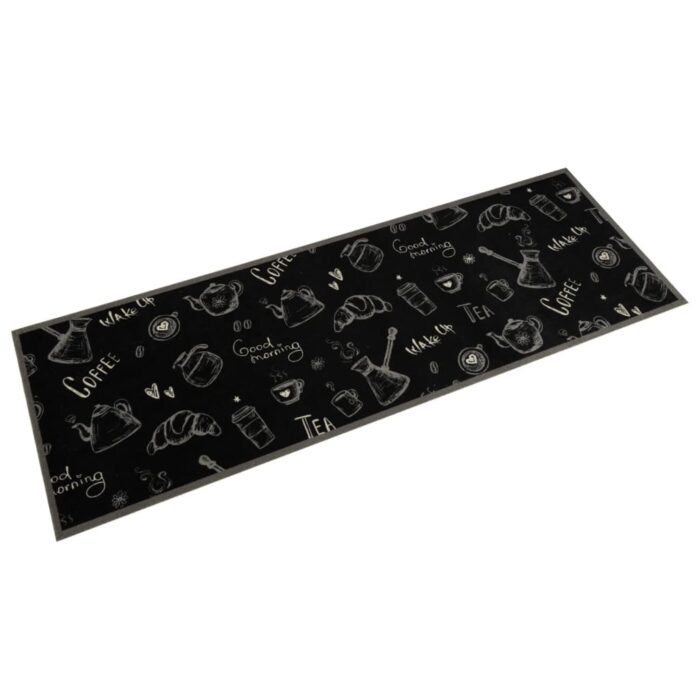 Tapis de cuisine lavable imprimé Morning noir 60x180 cm velours – Image 1