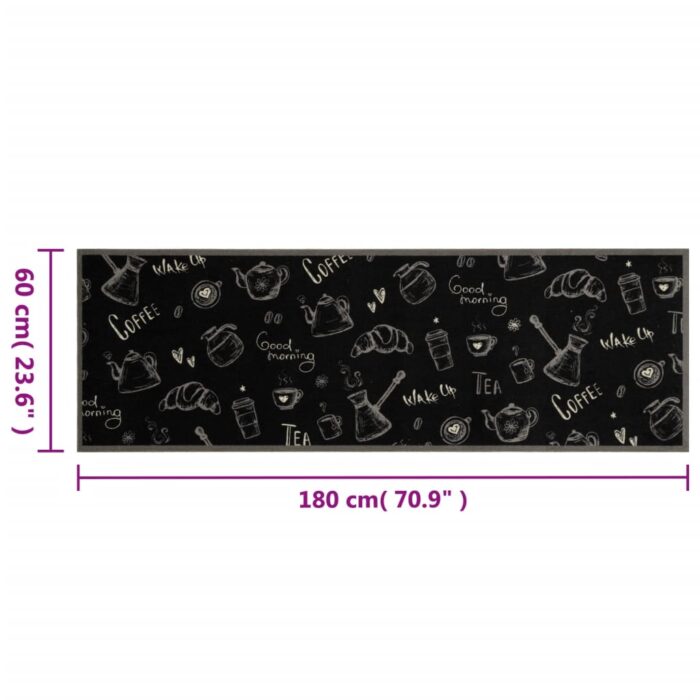 Tapis de cuisine lavable imprimé Morning noir 60x180 cm velours – Image 4