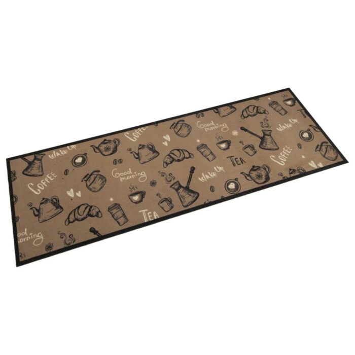 Tapis de cuisine lavable imprimé Morning brun 60x180 cm velours – Image 1