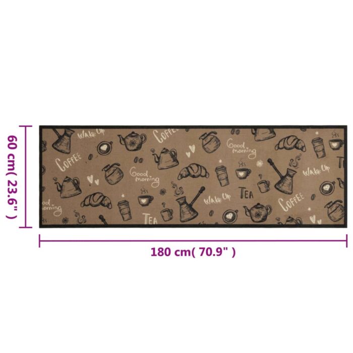 Tapis de cuisine lavable imprimé Morning brun 60x180 cm velours – Image 4
