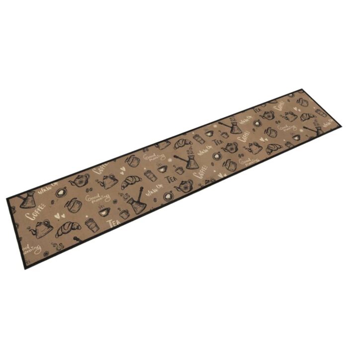 Tapis de cuisine lavable imprimé Morning brun 60x300 cm velours – Image 1