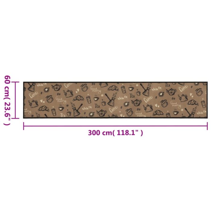 Tapis de cuisine lavable imprimé Morning brun 60x300 cm velours – Image 4