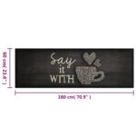 Tapis de cuisine lavable imprimé tasse noir 60x180 cm velours – Image 4