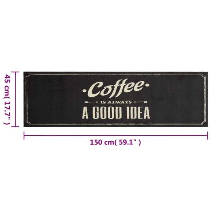 Tapis de cuisine lavable texte Coffee 45x150 cm velours – Image 4