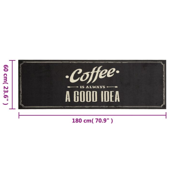 Tapis de cuisine lavable texte Coffee 60x180 cm velours – Image 4