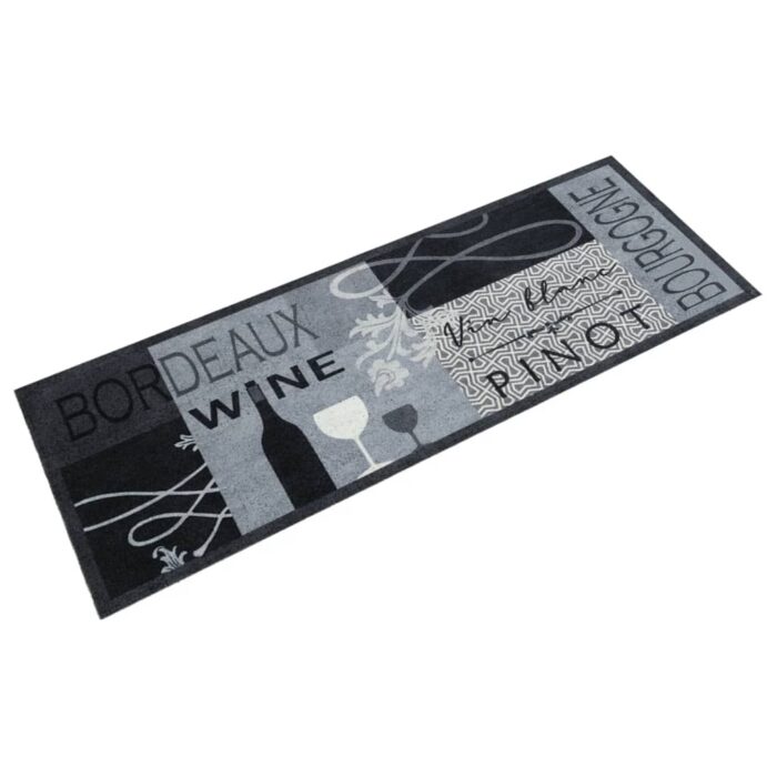 Tapis de cuisine lavable imprimé Wine gris 45x150 cm – Image 1