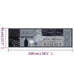 Tapis de cuisine lavable imprimé Wine gris 45x150 cm – Image 4