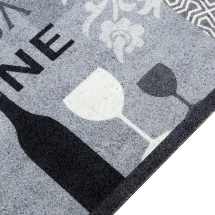 Tapis de cuisine lavable imprimé Wine gris 60x180 cm velours – Image 2