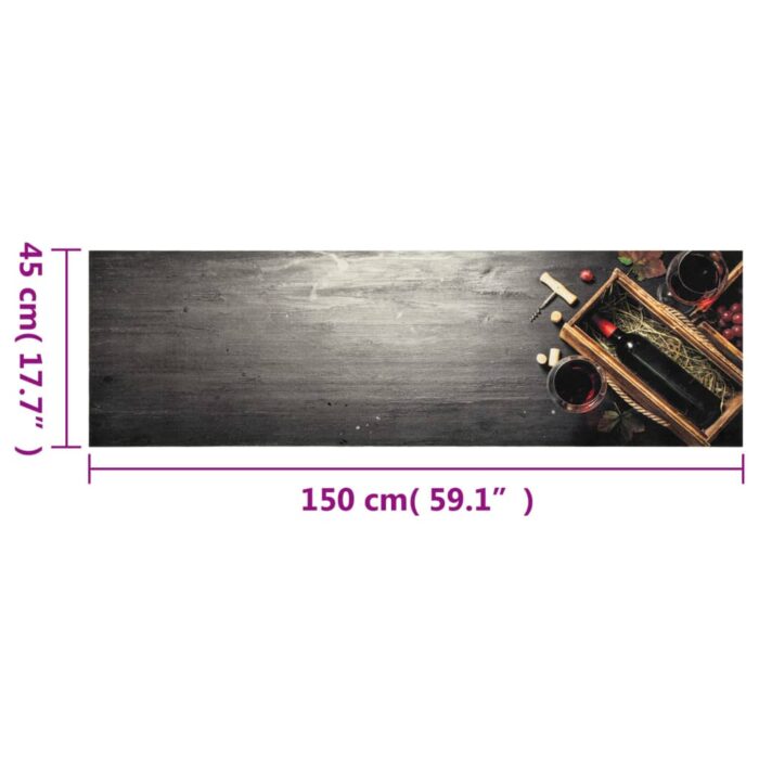 Tapis de cuisine lavable bouteille de vin 45x150 cm velours – Image 4