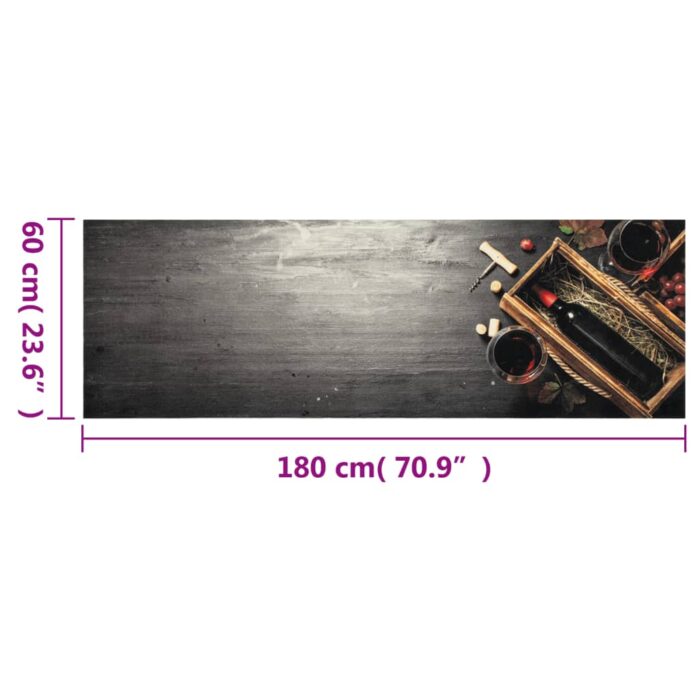 Tapis de cuisine lavable bouteille de vin 60x180 cm velours – Image 4