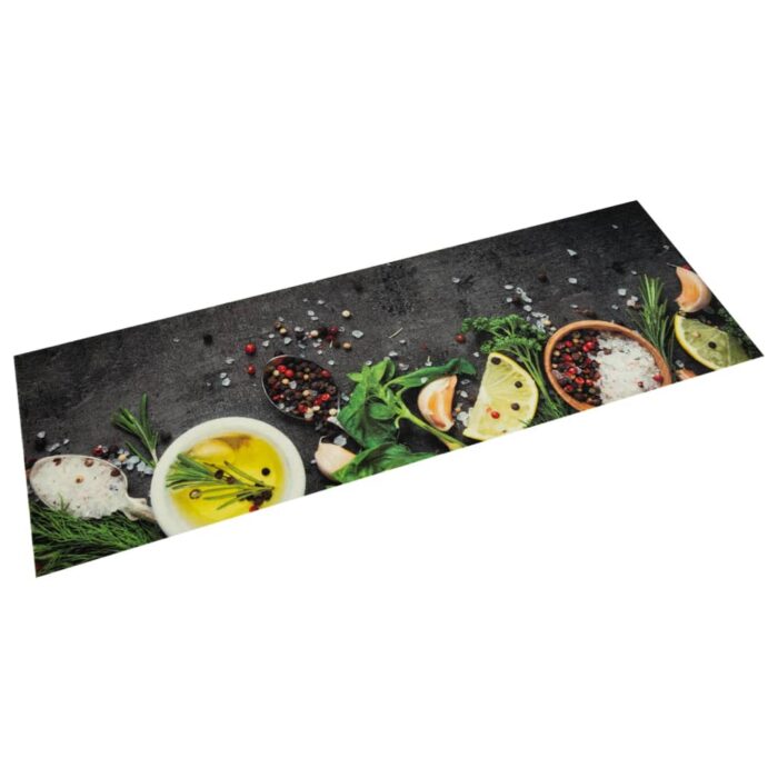 Tapis de cuisine lavable impression d'épices 60x180 cm velours – Image 1