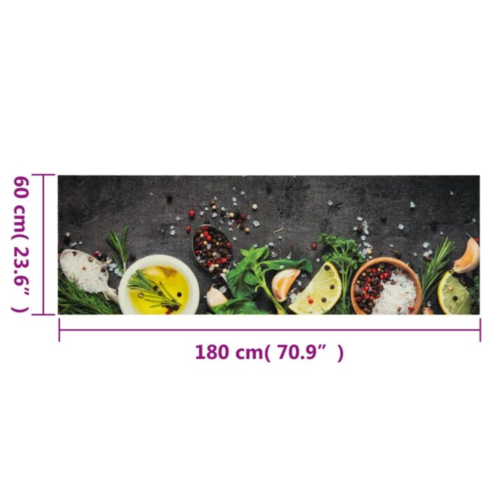 Tapis de cuisine lavable impression d'épices 60x180 cm velours – Image 4