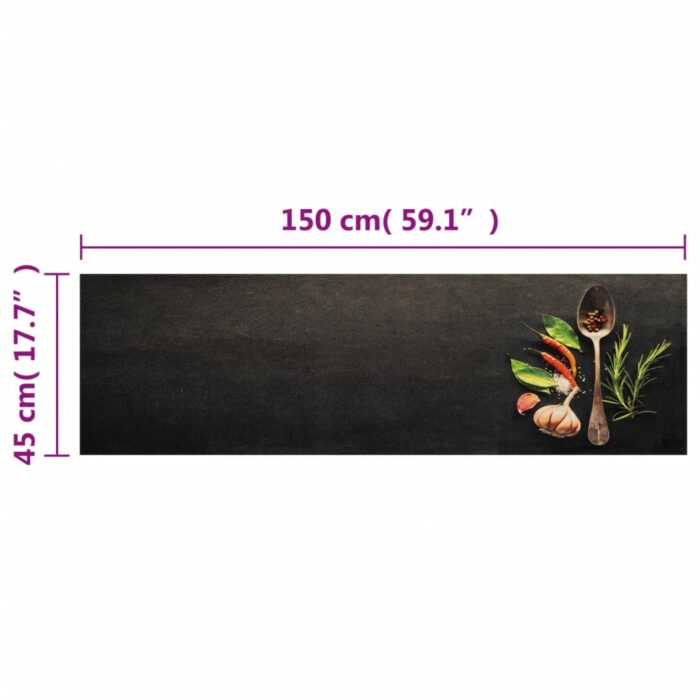 Tapis de cuisine lavable impression d'épices 45x150 cm velours – Image 4