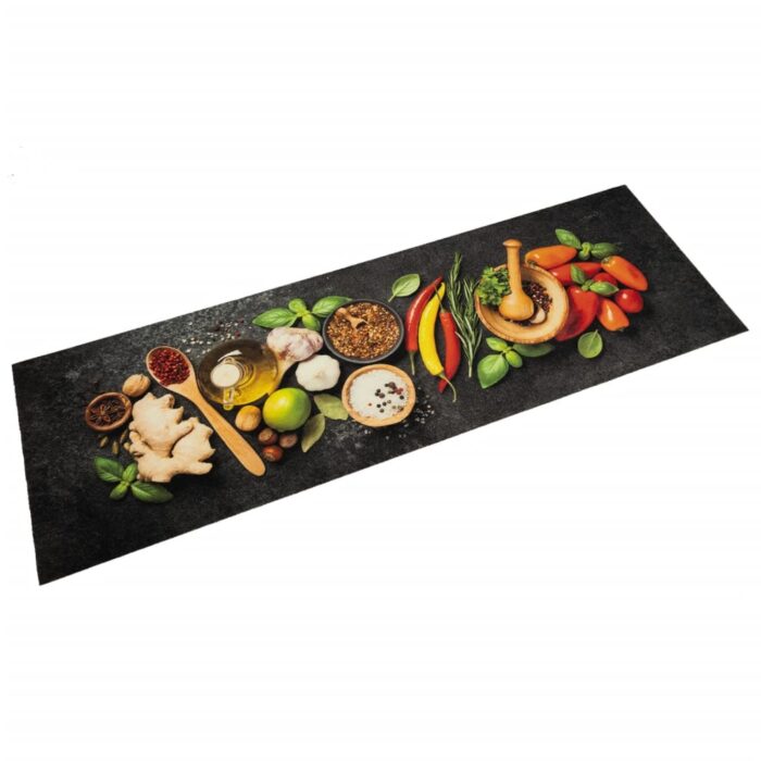 Tapis de cuisine lavable impression d'épices 60x180 cm velours – Image 1