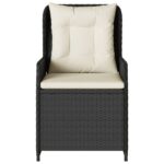 Chaises inclinables de jardin lot de 2 noir résine tressée – Image 3