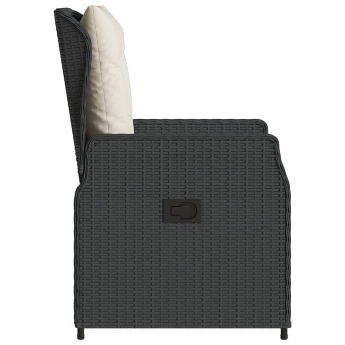 Chaises inclinables de jardin lot de 2 noir résine tressée – Image 4