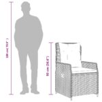 Chaises inclinables de jardin lot de 2 noir résine tressée – Image 9