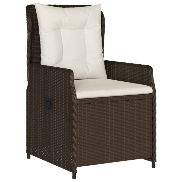 Chaises inclinables de jardin lot de 2 marron résine tressée – Image 2