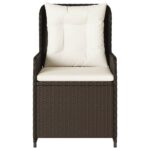 Chaises inclinables de jardin lot de 2 marron résine tressée – Image 3