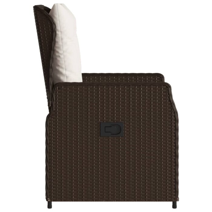 Chaises inclinables de jardin lot de 2 marron résine tressée – Image 4