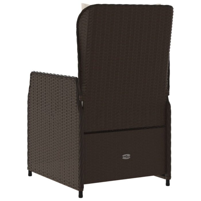 Chaises inclinables de jardin lot de 2 marron résine tressée – Image 5