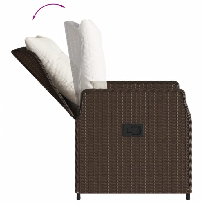 Chaises inclinables de jardin lot de 2 marron résine tressée – Image 6