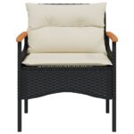 Salon de jardin 3 pcs avec coussins noir résine tressée – Image 3