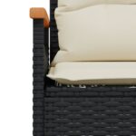 Salon de jardin 3 pcs avec coussins noir résine tressée – Image 8