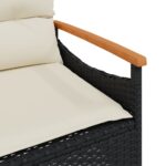 Salon de jardin 3 pcs avec coussins noir résine tressée – Image 9