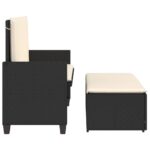 Banc de jardin avec coussins et repose-pied noir résine tressée – Image 4