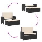 Banc de jardin avec coussins et repose-pied noir résine tressée – Image 6
