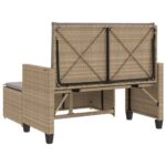 Banc de jardin et coussins et repose-pied beige résine tressée – Image 5