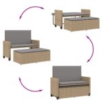 Banc de jardin et coussins et repose-pied beige résine tressée – Image 6