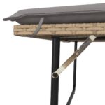 Banc de jardin et coussins et repose-pied beige résine tressée – Image 7
