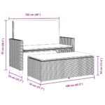 Banc de jardin et coussins et repose-pied beige résine tressée – Image 8