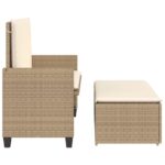 Banc de jardin et coussins et repose-pied beige résine tressée – Image 4